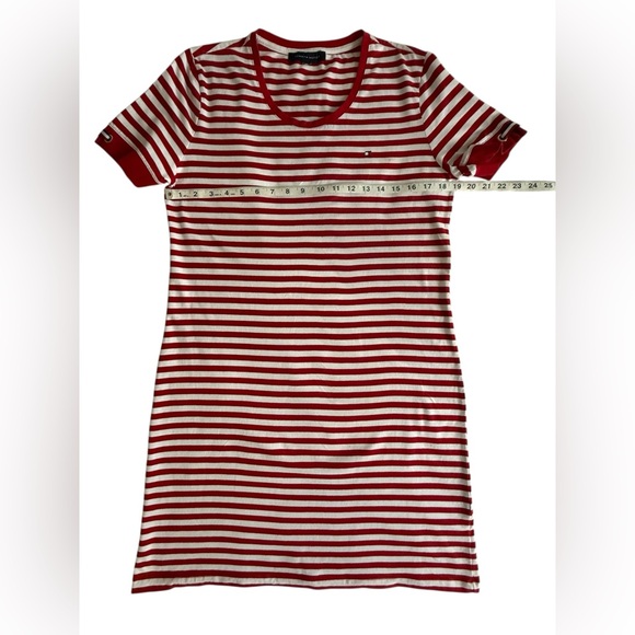 Tommy Hilfiger Heritage Stripe T Shirt Dress M Red White Grommet Nautical - Picture 6 of 11